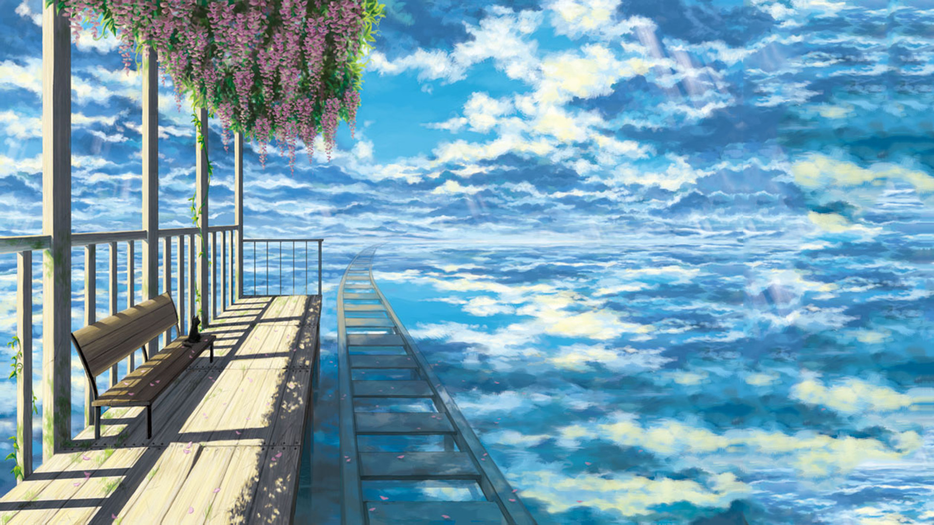 52147 anime scenery train station in the clouds
